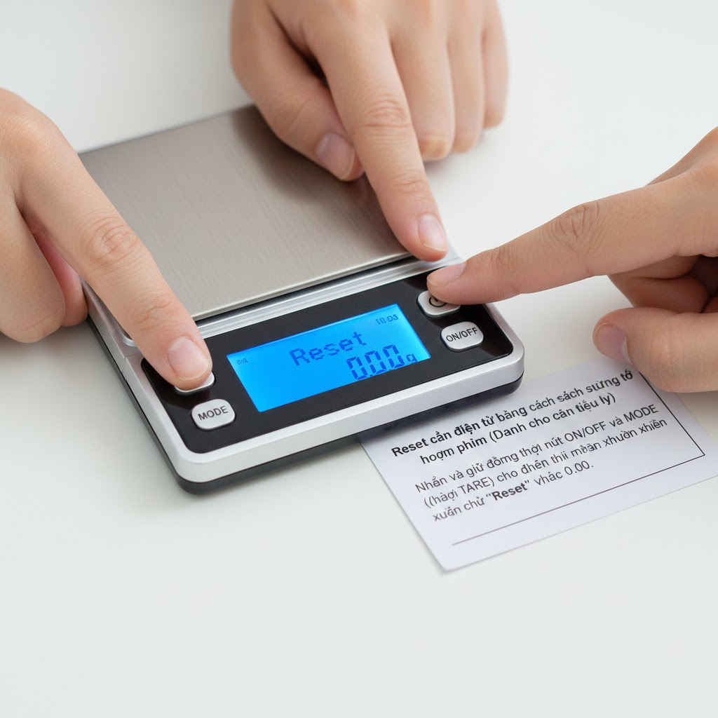 cách reset cân điện tử