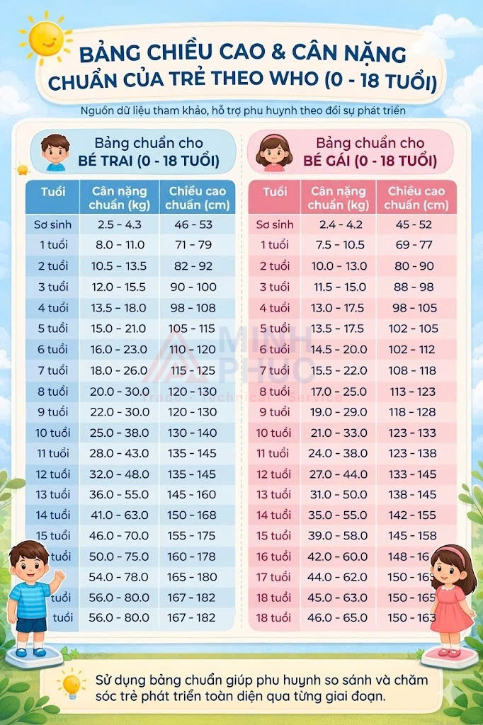 chiều cao cân nặng của trẻ