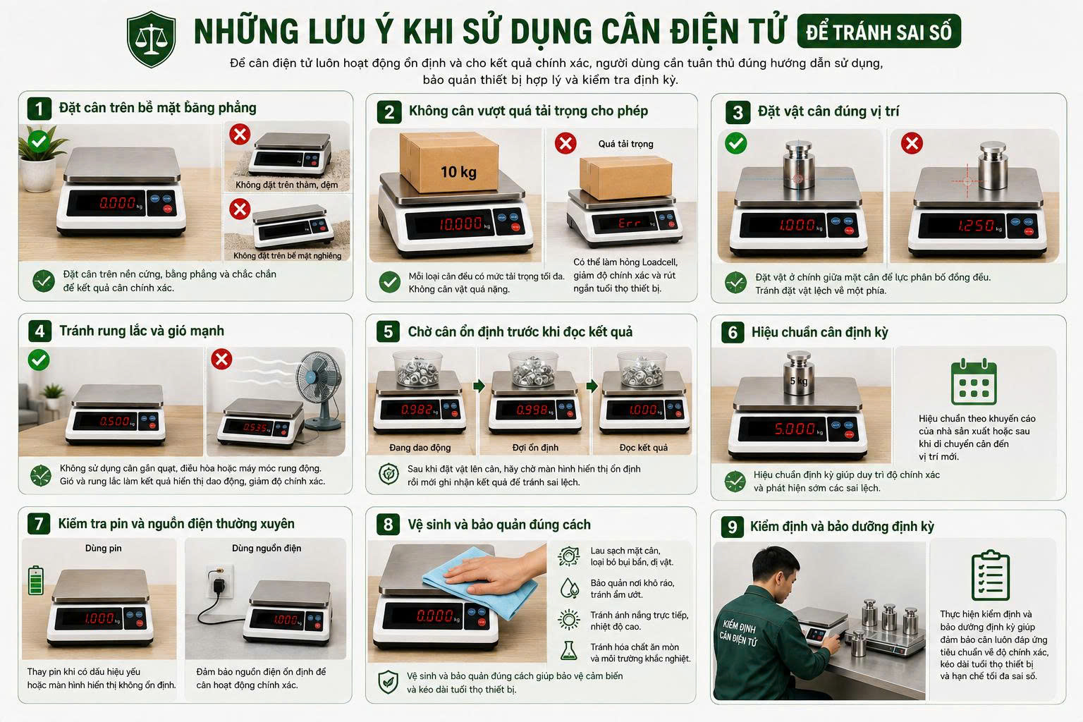 cân điện tử bị sai số