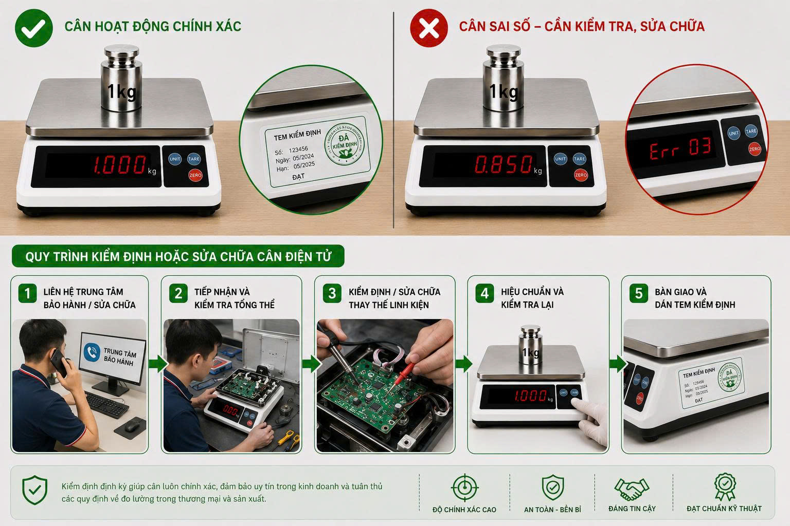 cân điện tử bị sai số
