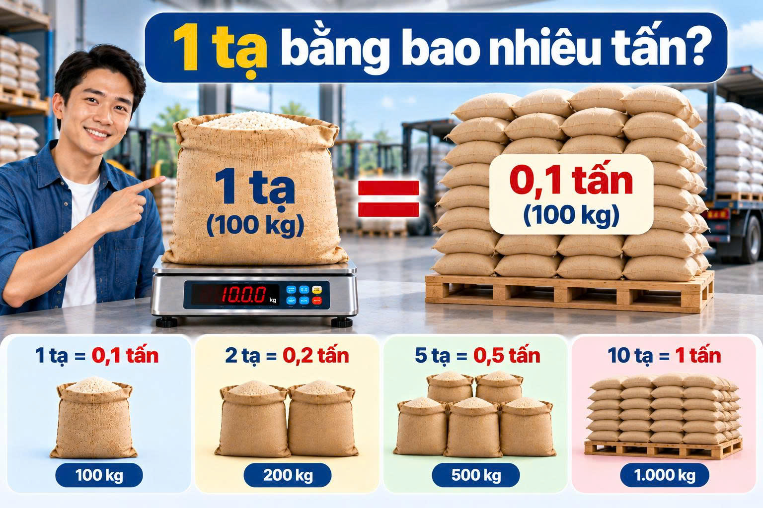 1 tạ bằng bao nhiêu kg