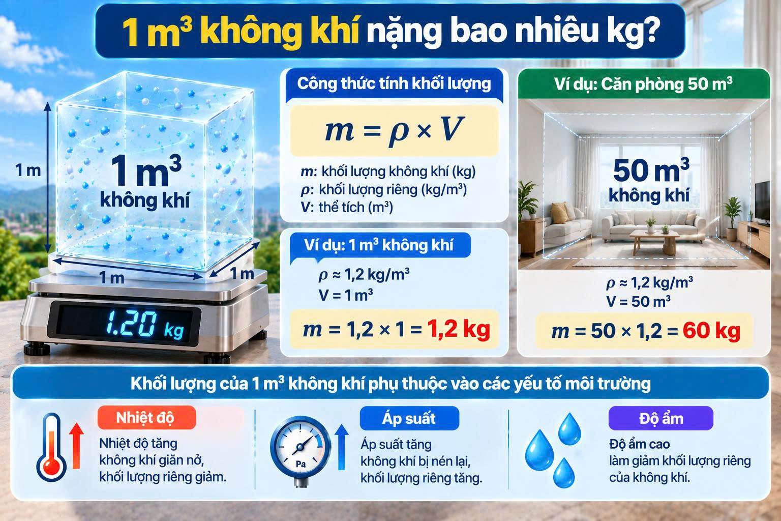 khối lượng riêng của không khí