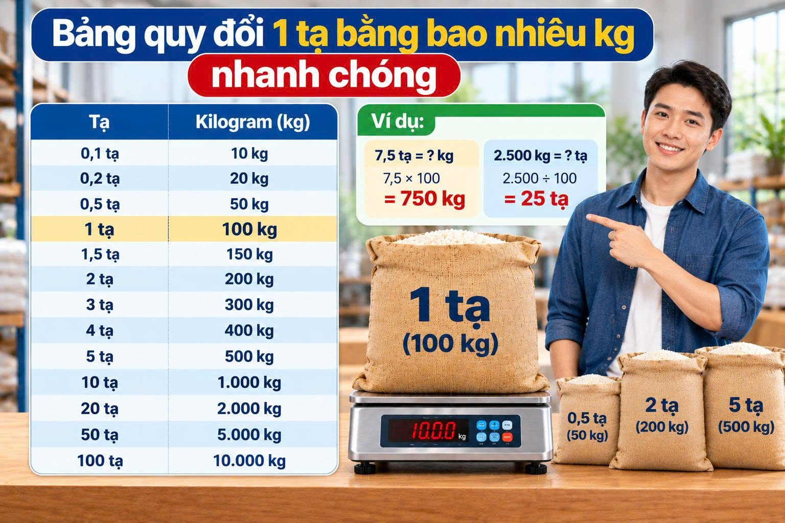 1 tạ bằng bao nhiêu kg