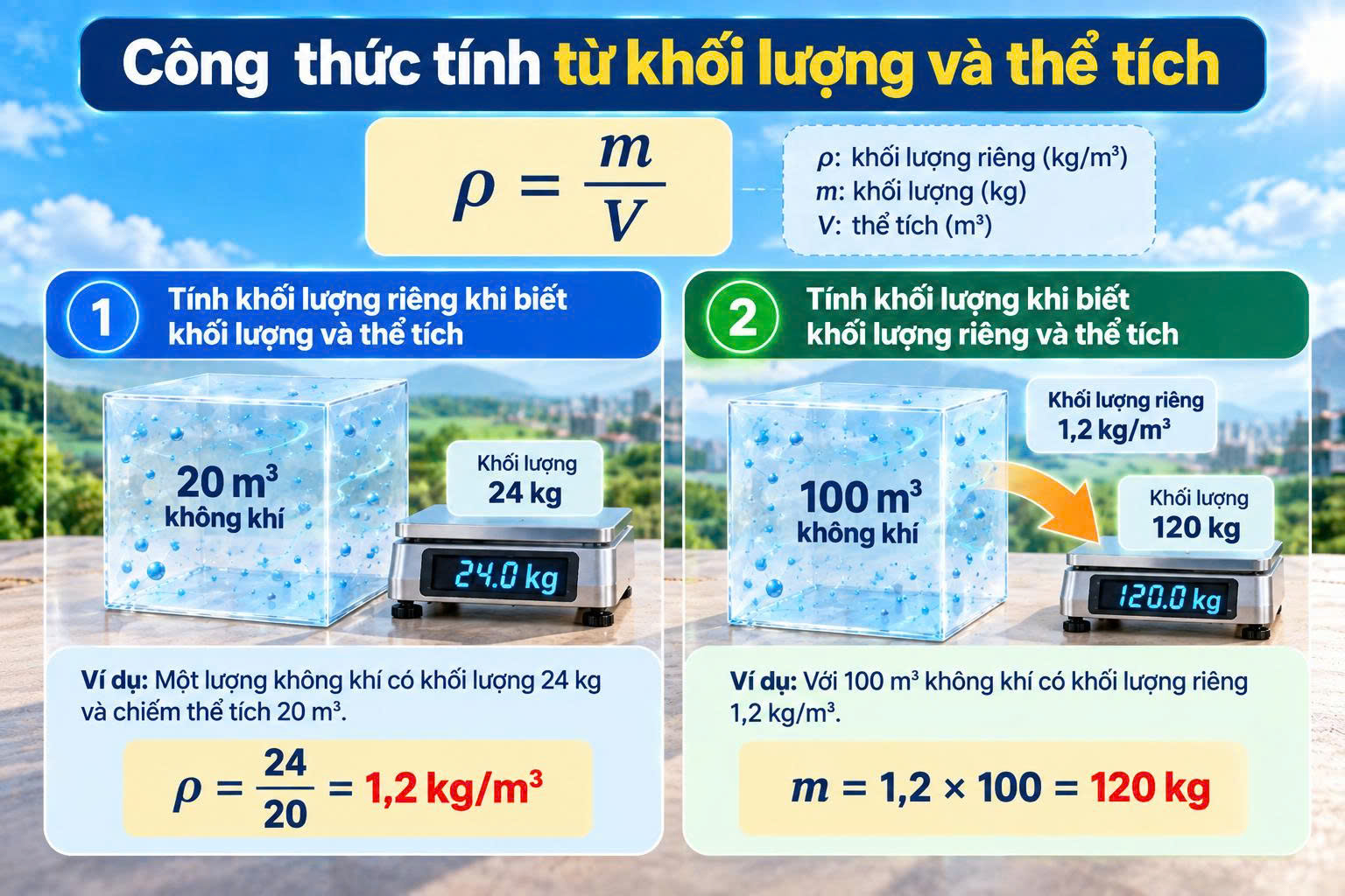 khối lượng riêng của không khí
