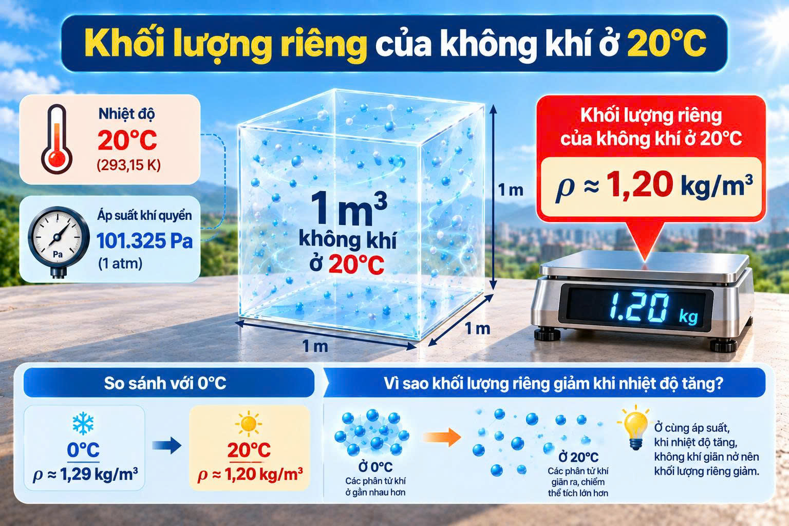 khối lượng riêng của không khí