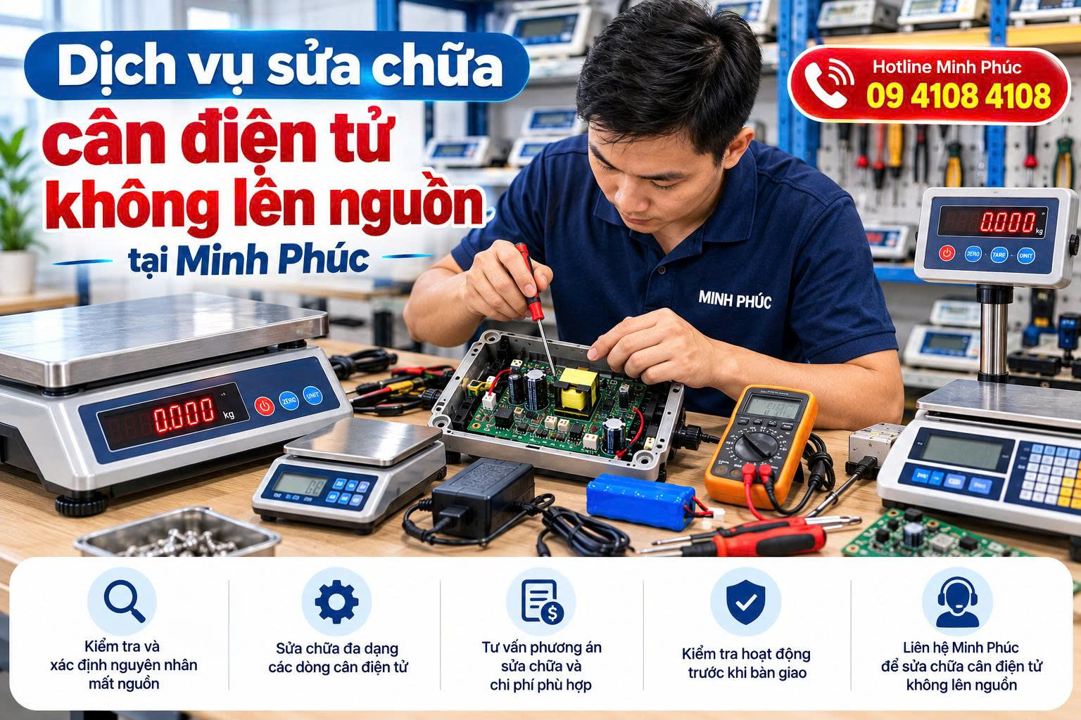cân điện tử không lên nguồn