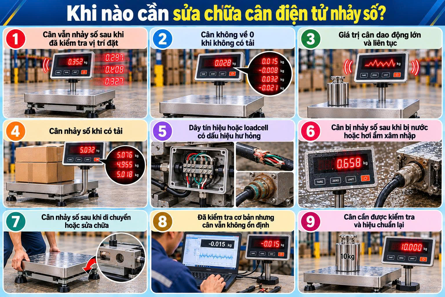 cân điện tử bị nhảy số