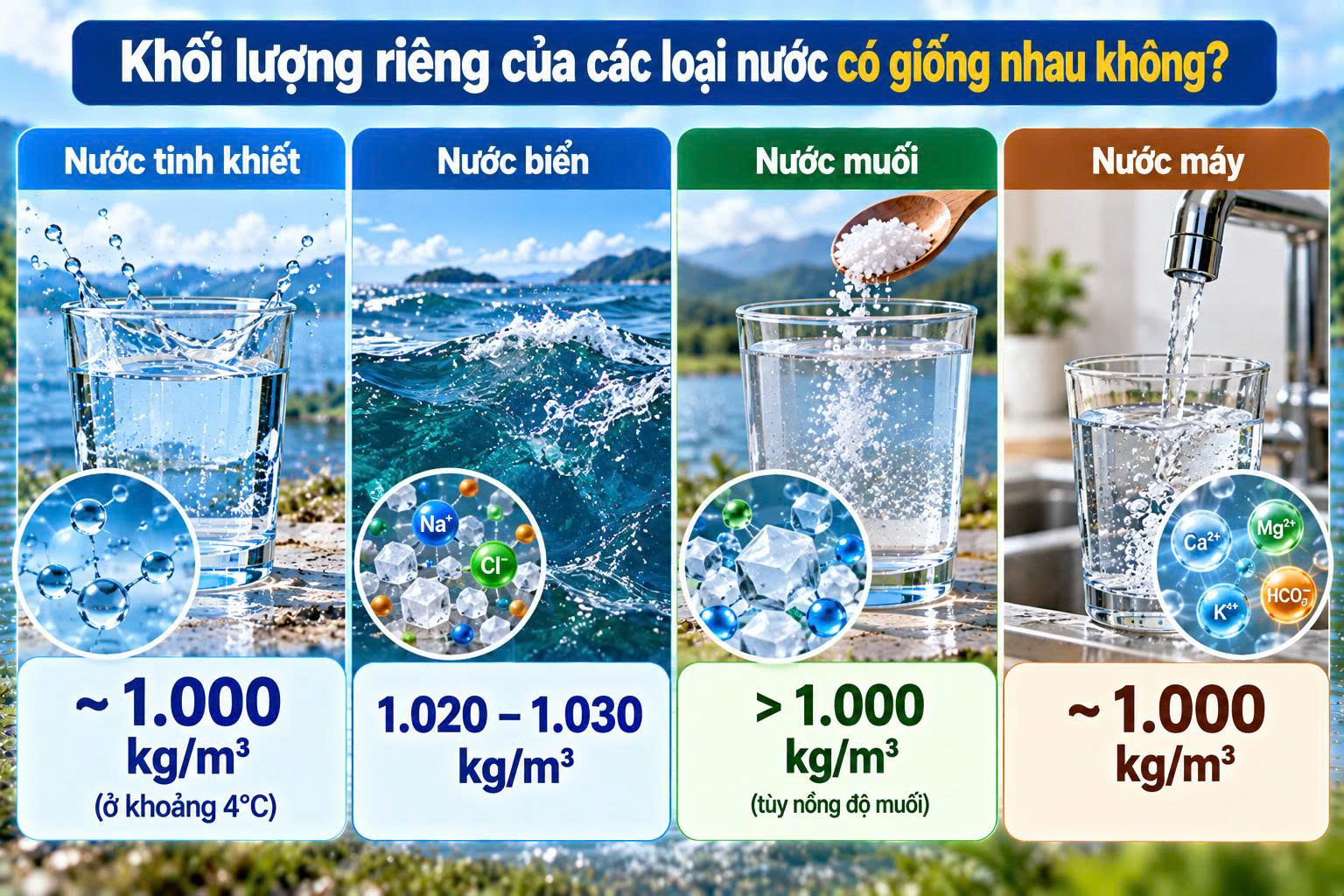 khối lượng riêng của nước