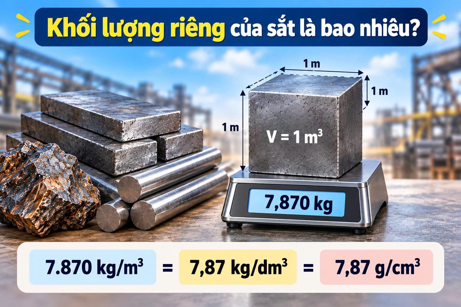khối lượng riêng của sắt